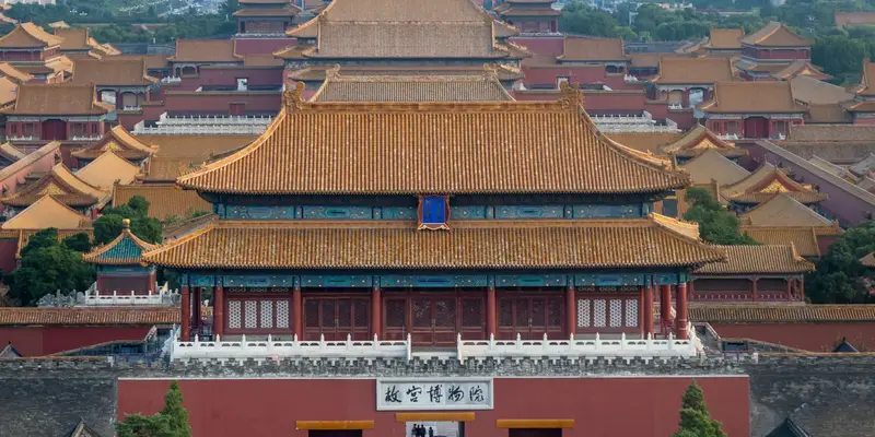 Pékin: La Cité interdite, vue depuis la colline du parc Jingshan